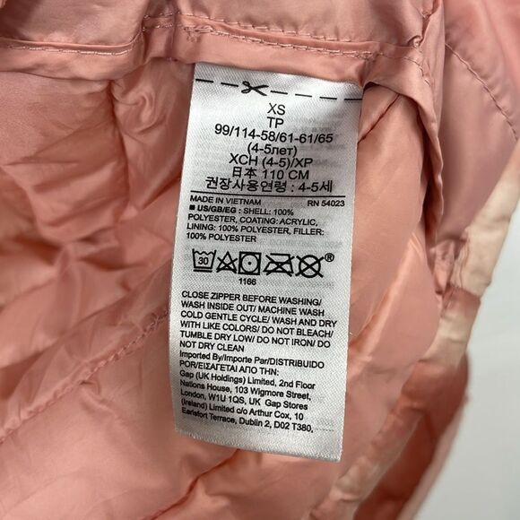 Gap Kids 100% Recycled Polyester Cold Control Puffer Jacket Pink Tie Dye size XS - Picture 10 of 13